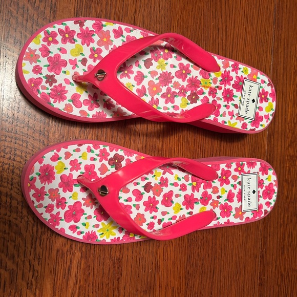 kate spade Bright Pink Floral Platform Flip Flops - Picture 6 of 8